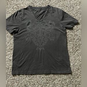 Banana Republic Women’s Gray GraphicTee Shirt Short Sleeve V-Neck Size Medium